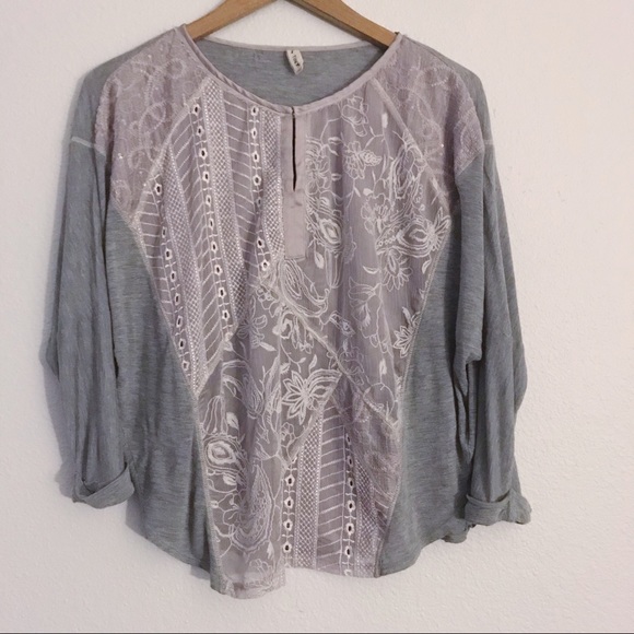 Anthropologie Tiny lace sequin dolman sleeve top - Picture 2 of 7